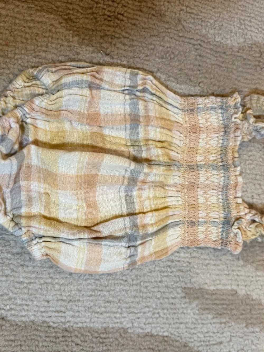 Rylee + Cru Julia Romper Pastel Plaid Smocked Baby Girl 0-3M